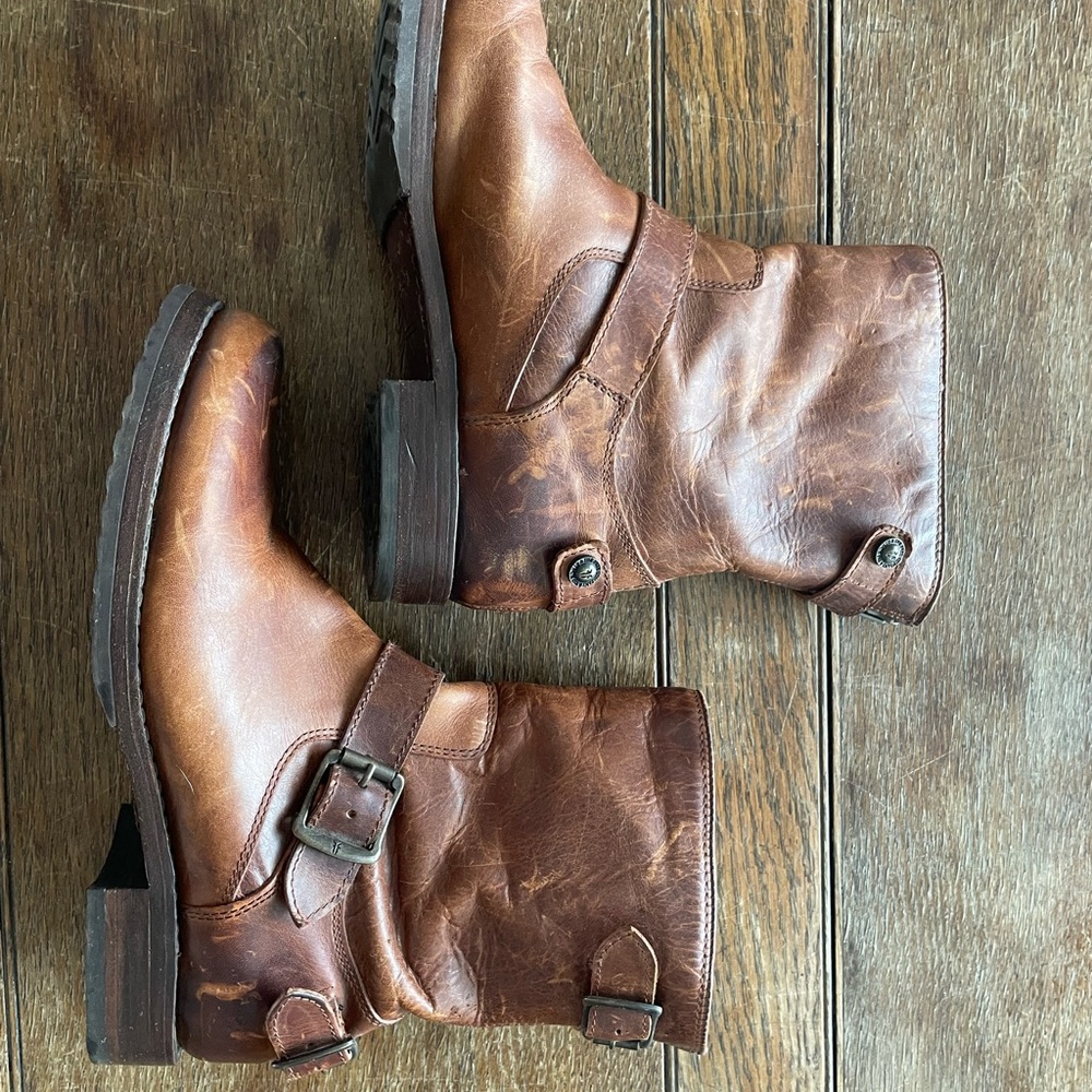 Frye Chestnut Brown Leather Lace-Up Harness Boots - Picture 6 of 14